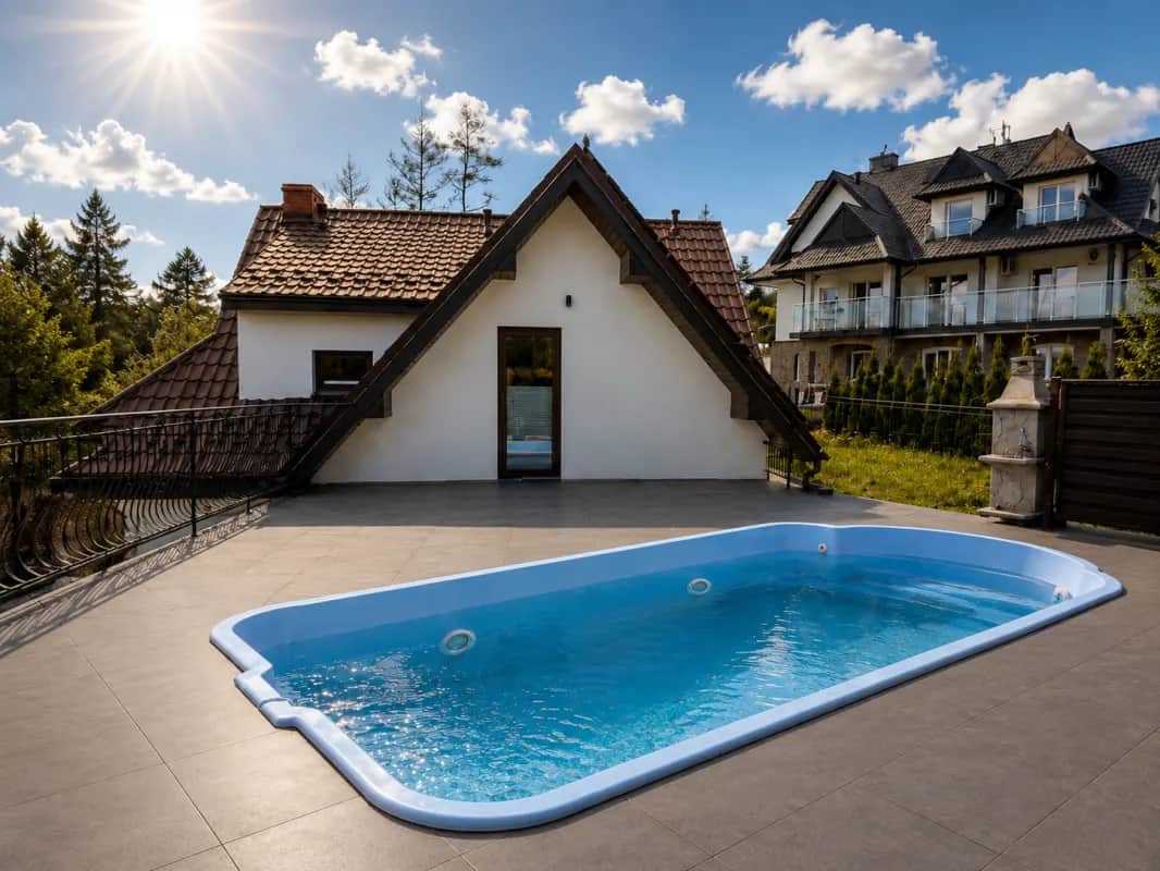 Prywatny basen z przeciwprądem na tarasie domu nr 10 w Niedzicy